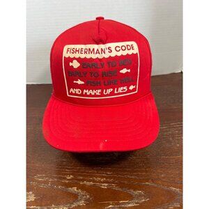 Vintage Fishermans Code Red Trucker Snapback Hat X3